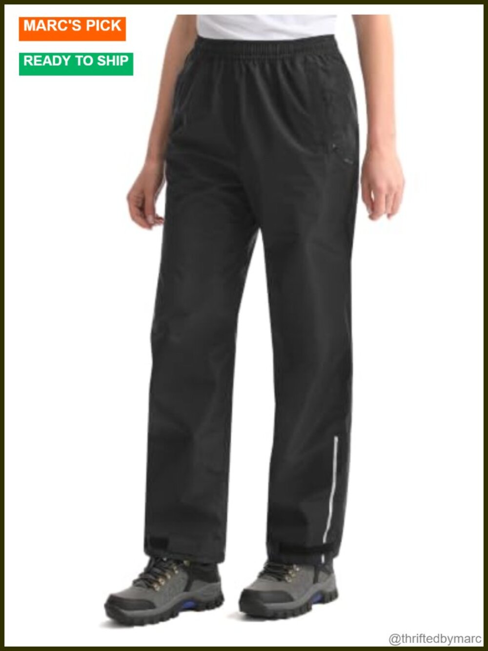 Waterproof Lightweight Rain Pants with Zipper Pockets